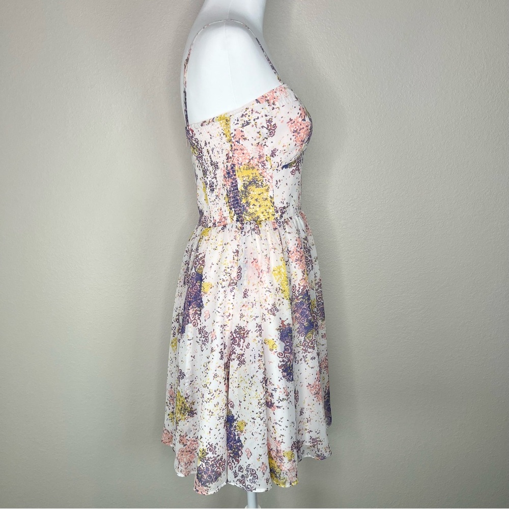 Guess Tanya Pink Floral Sleeveless or Strapless Corset Mini Dress Sz 4 - Picture 7 of 11
